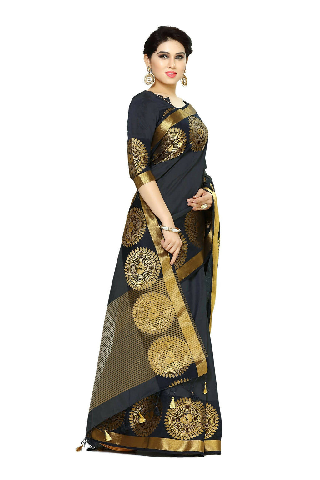 Mimosa Women's Banarasi Tussar Silk Black Saree - Distacart