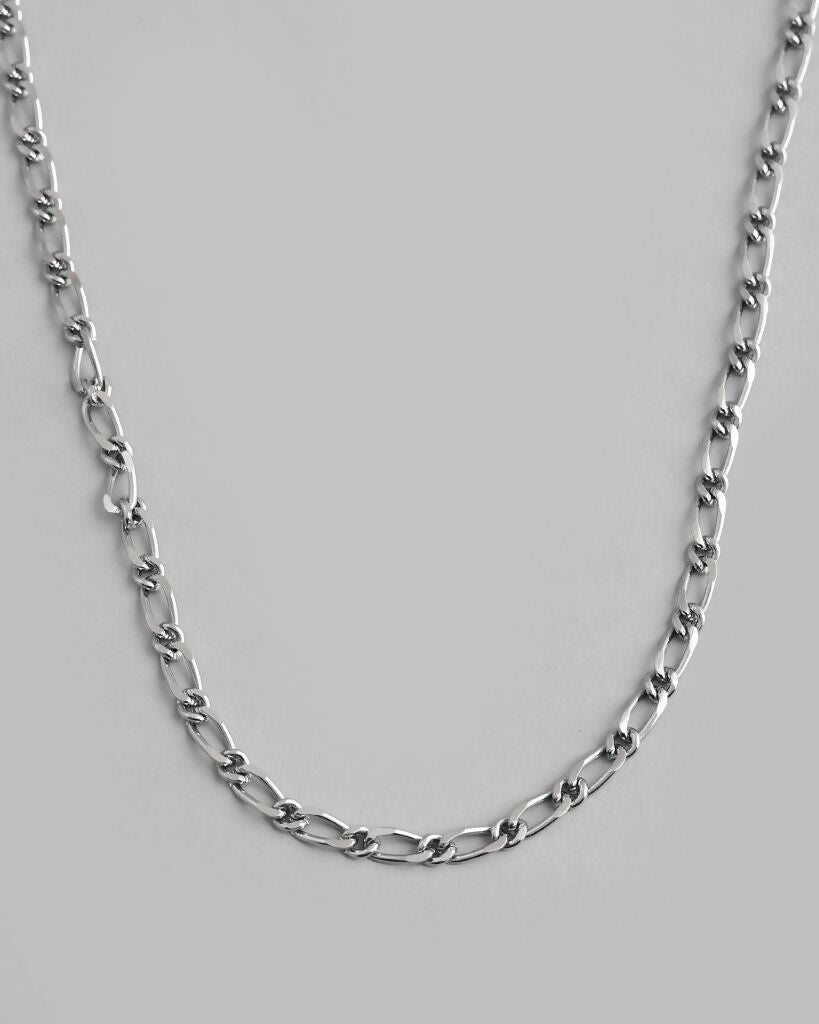 VOJ Men Silver Plated Stainless Steel Cuban Link Chain