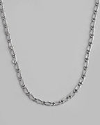 VOJ Men Silver Plated Stainless Steel Cuban Link Chain