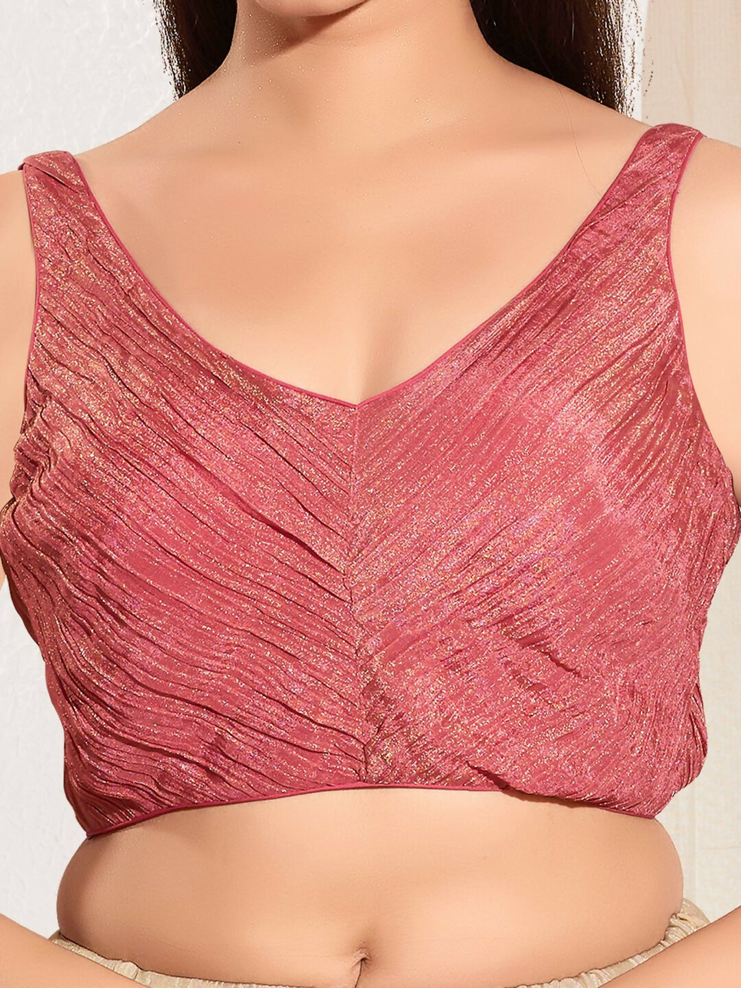Joban Fashion Onion Pink Tissue Padded Blouse With Sweetheart Neck Sleeveless - Distacart