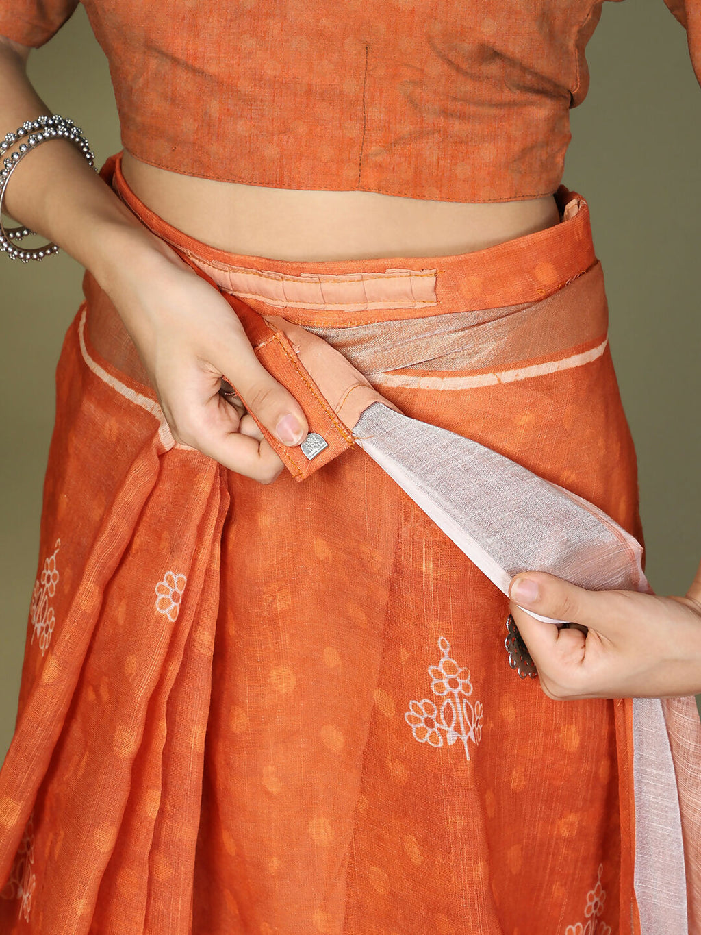 Shree Shyam Fashion Cotton Orange Saree - Distacart