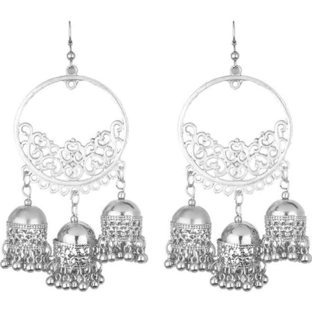 MS Fashion India Stylish Traditional Wear Round Shape With Hanging Jhumkas Earrings