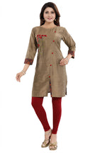 Snehal Creations Dressy Designer Cheeku Raw Silk Embroidered Short Tunic