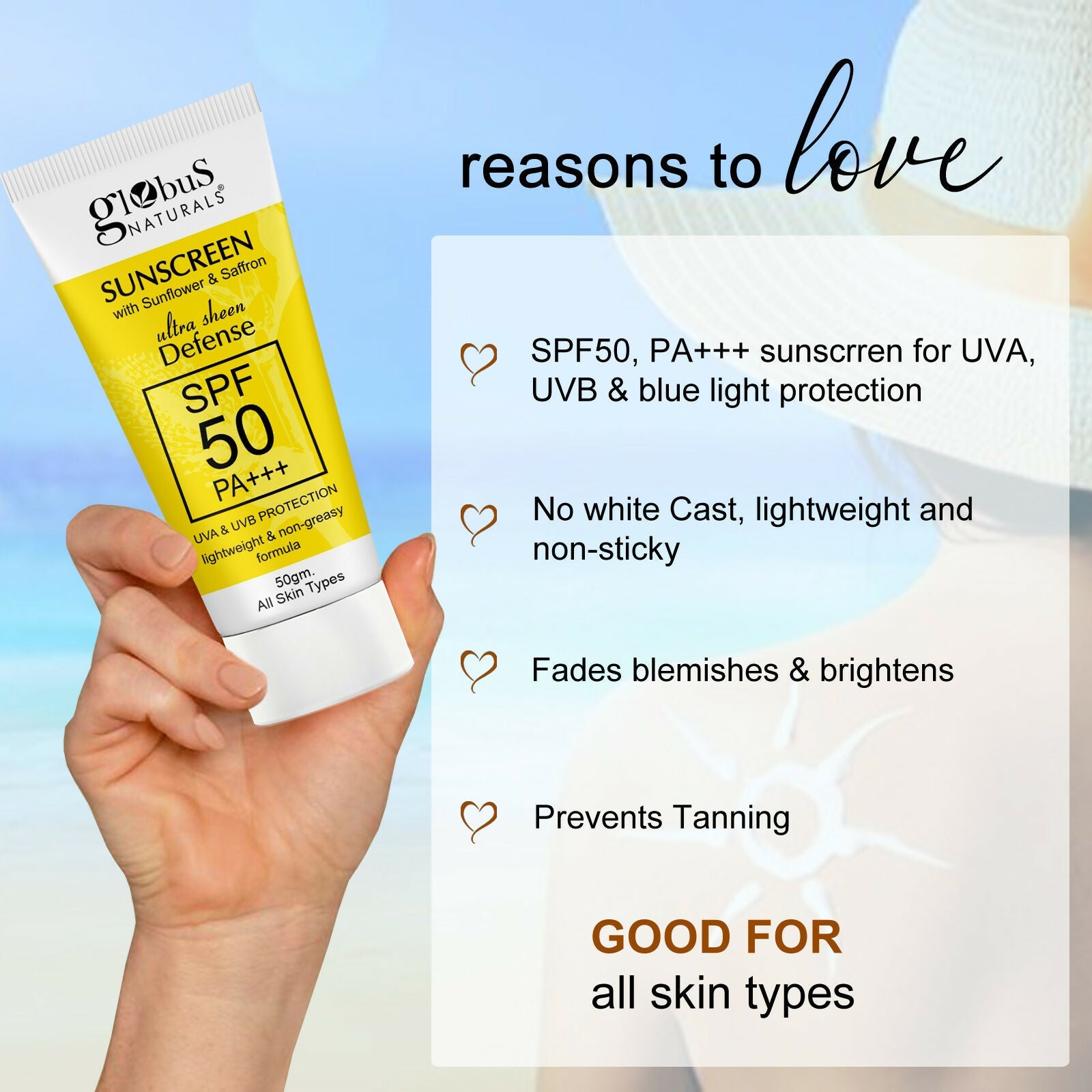 Globus Naturals Sunscreen with Ultra Sheen Defense - Distacart