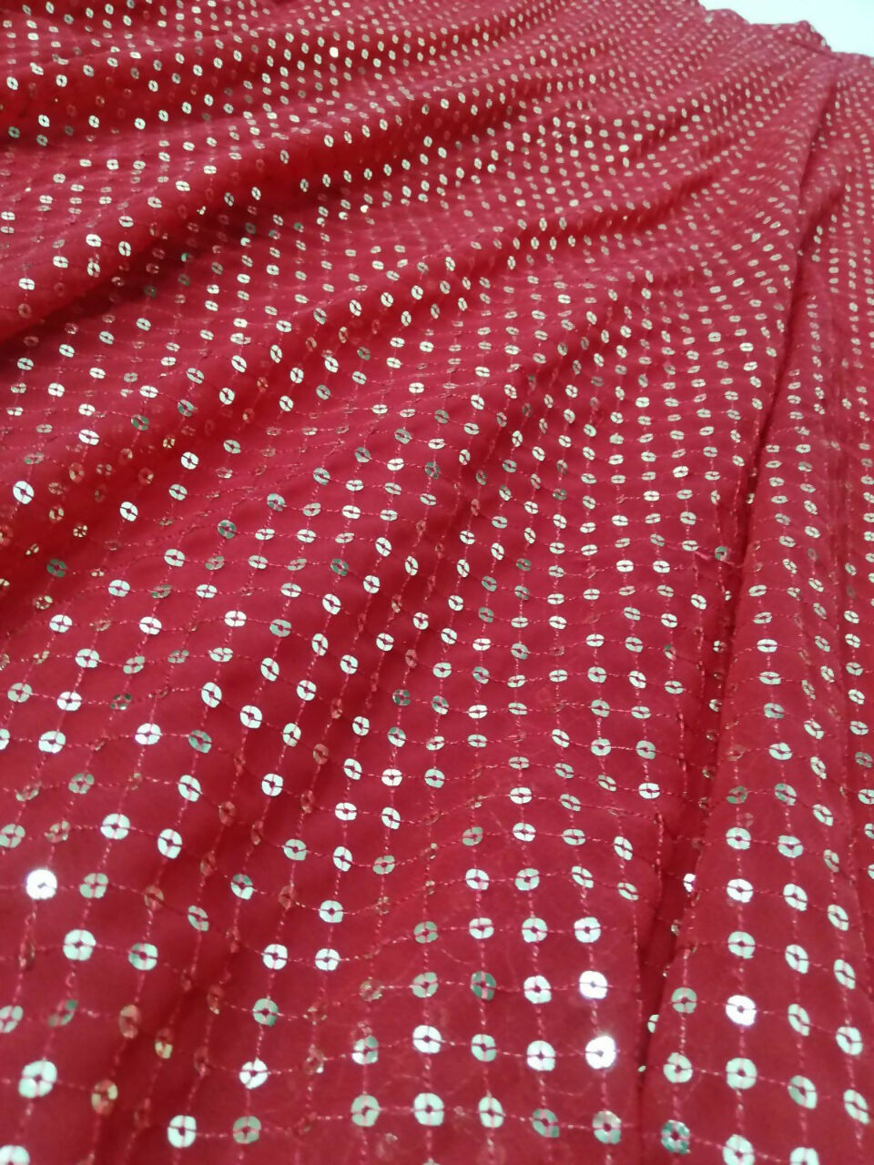 Jyoti Fashion Gorgeous Gajri Red 5MM Ton To Ton Red Thread Embroidery Faux Georgette Lehenga Choli with Dupatta