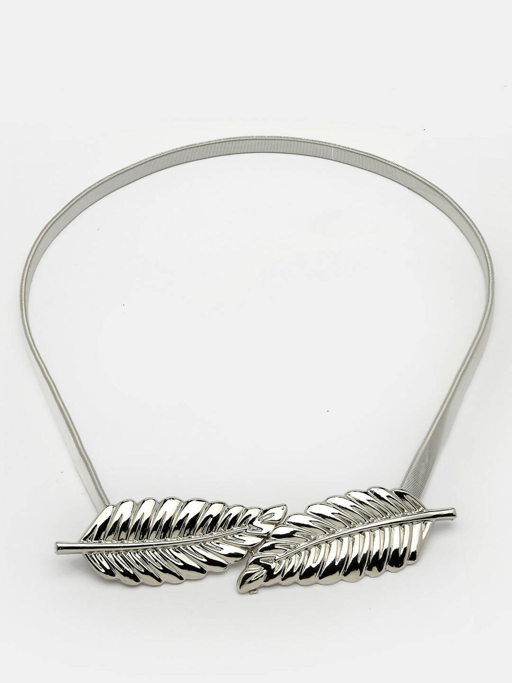 NVR Women Circular Silver Plated Stretchable Metal Belt
