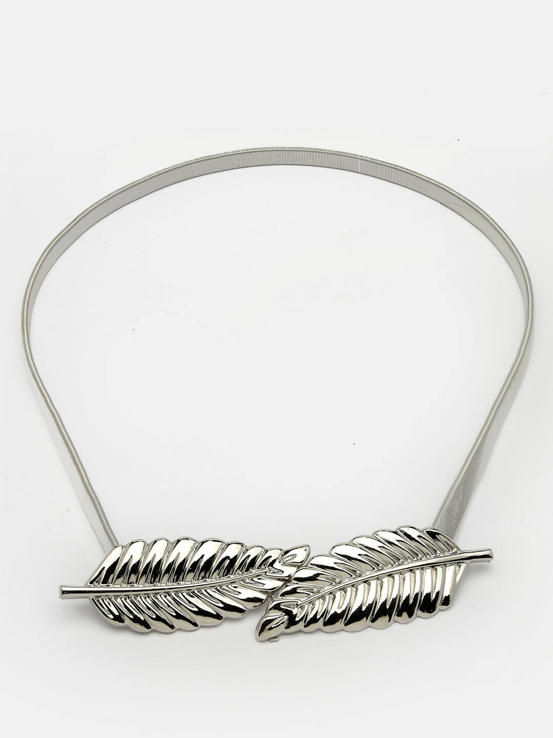 NVR Women Circular Silver Plated Stretchable Metal Belt