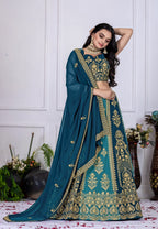 Lehenga Mart Blue Georgette Desigenr Wedding Lehnega Choli