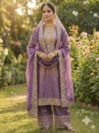Teeya Creation Onion Color Fendy Silk Embroidery Work Wedding Wear Salwar Suit - Distacart