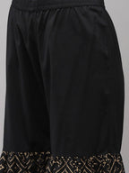 Yufta Women Black Printed Kurta with Sharara & With Dupatta