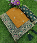 Vamika Mustard Royal Vichitra Silk Sequins,Coding And Thread Multi Work And Havy Work Border Saree