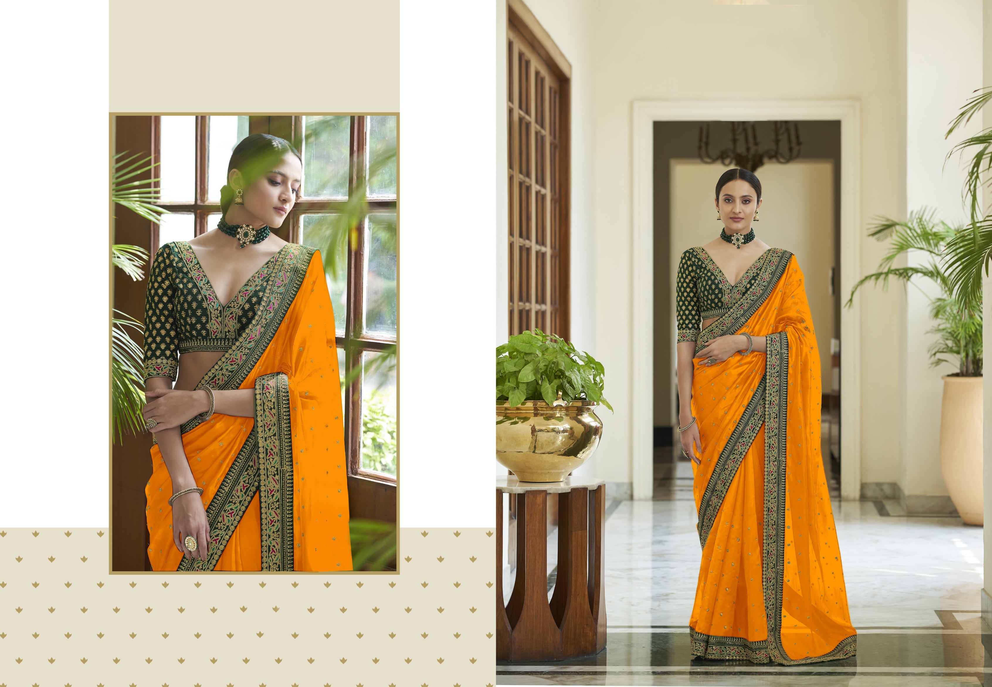 Vamika Mustard Royal Vichitra Silk Sequins,Coding And Thread Multi Work And Havy Work Border Saree