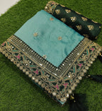 Vamika Sky Royal Vichitra Silk Sequins,Coding And Thread Multi Work And Havy Work Border Saree