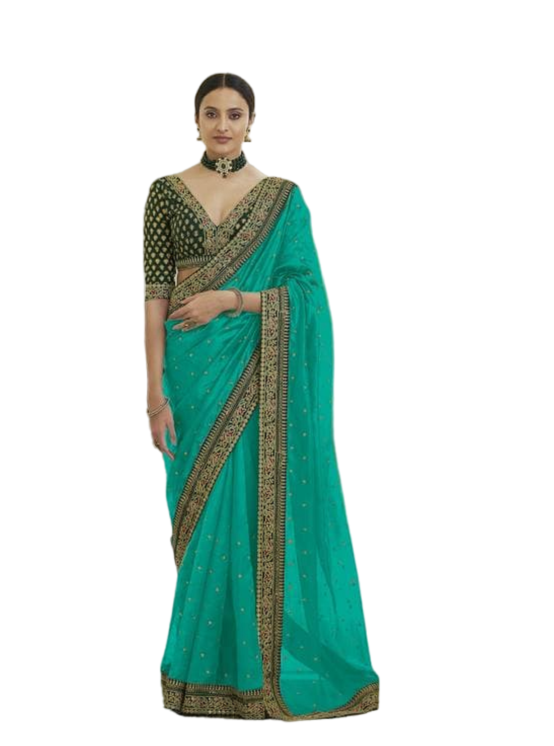 Vamika Sky Royal Vichitra Silk Sequins,Coding And Thread Multi Work And Havy Work Border Saree
