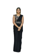 Vamika Black Women Ready To Wear Lycra Saree With Heavy Multi Sequins Work Blouse