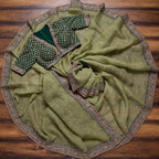 Vamika Olive Green Royal Vichitra Silk Sequins,Coding And Thread Multi Work And Havy Work Border Saree