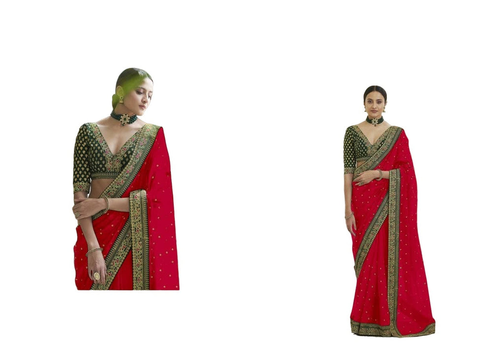 Vamika Pink Royal Vichitra Silk Sequins,Coding And Thread Multi Work And Havy Work Border Saree