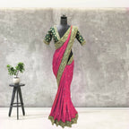 Vamika Pink Royal Vichitra Silk Sequins,Coding And Thread Multi Work And Havy Work Border Saree