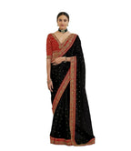 Vamika Black Royal Vichitra Silk Sequins,Coding And Thread Multi Work And Havy Work Border Saree