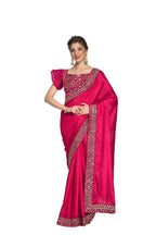 Vamika Pink Bengalori Silk Embroidery With Sequence Work Saree
