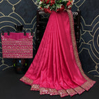 Vamika Pink Bengalori Silk Embroidery With Sequence Work Saree