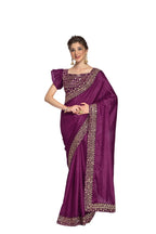 Vamika Purple Bengalori Silk Embroidery With Sequence Work Saree