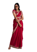 Vamika Pink Chinon Zari Embroidery With Sequins Saree