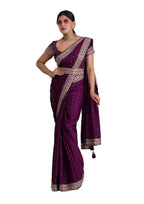 Vamika Purple Chinon Zari Embroidery With Sequins Saree