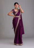 Vamika Purple Chinon Zari Embroidery With Sequins Saree