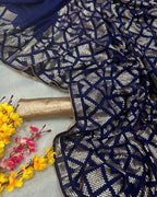 Vamika Blue Georgette Gota Work Saree