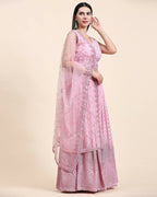 Pink Pure Viscose Georgette Sequence Embroidery work Lehenga Choli with Dupatta - Aakriti