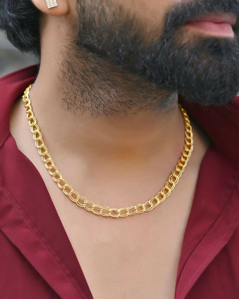 VOJ Gold-Polished Designer Circular Chain For Men