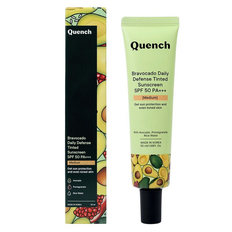 Quench Vitamin E Tinted SPF 50 Sunscreen PA+++ with both Mineral & Chemical Actives (Medium)
