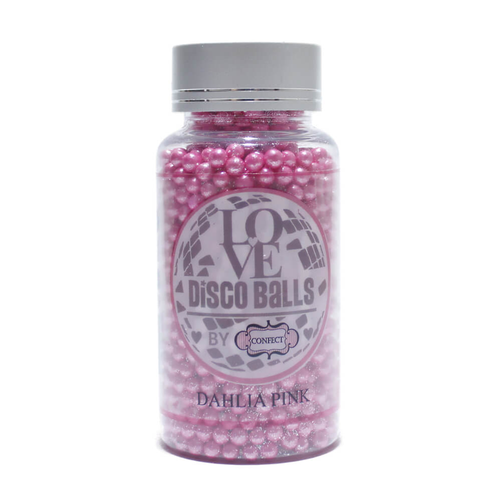 confect dahlia pink disco balls sprinkles 6 mm 120 gms