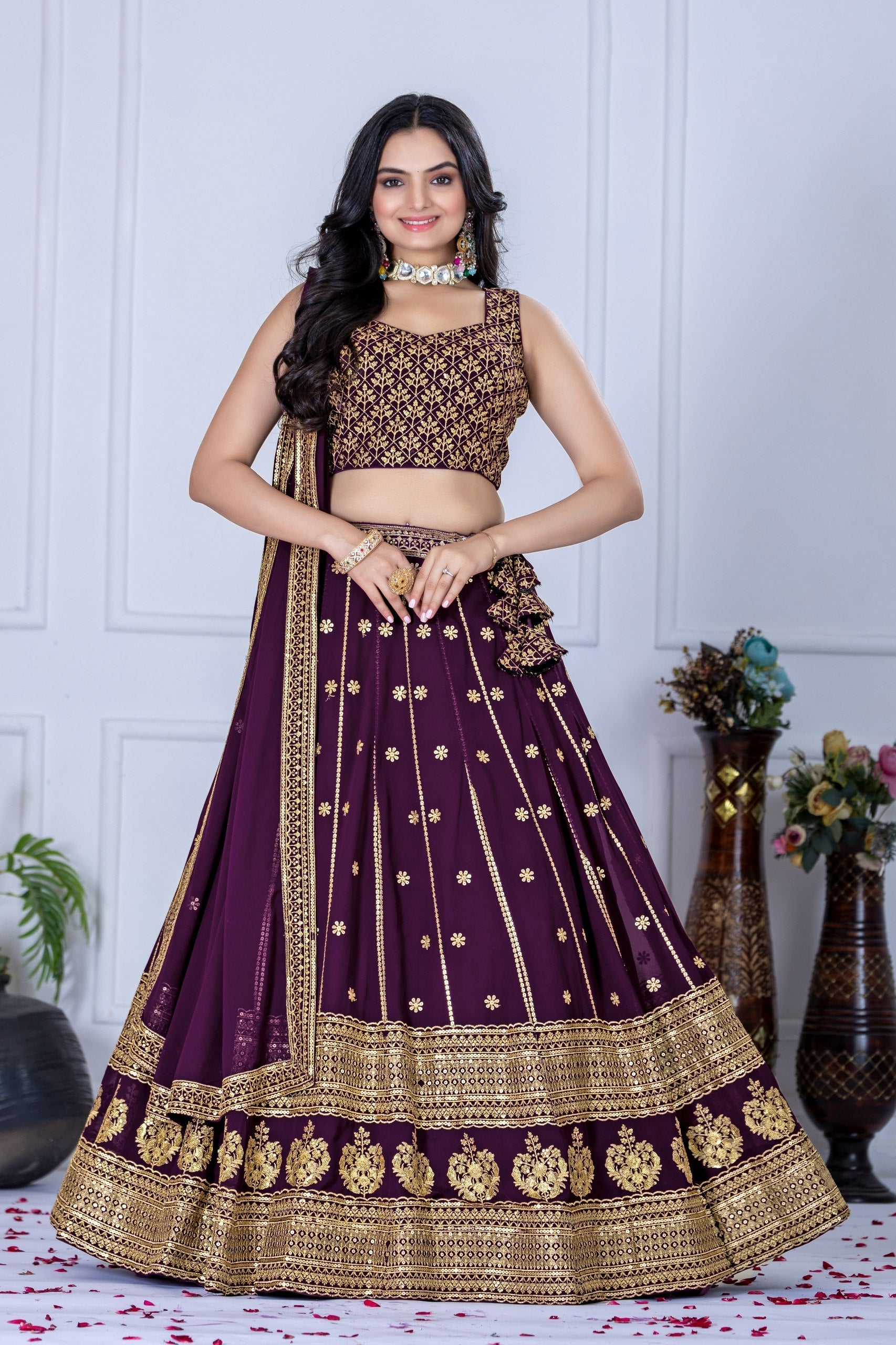 Lehenga Mart Designer Wedding Lehenga choli for Women - Wine