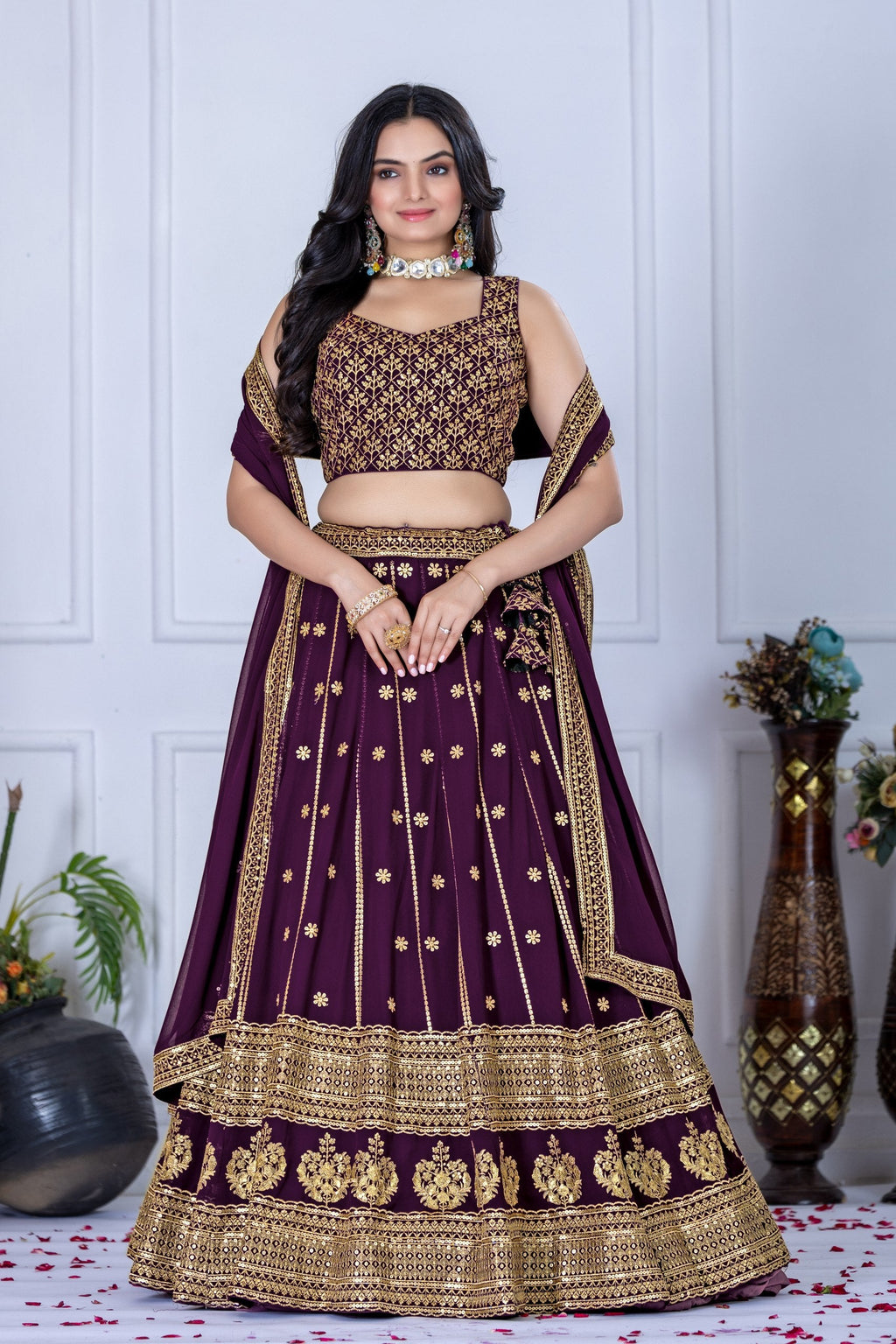 Lehenga Mart Designer Wedding Lehenga choli for Women - Wine