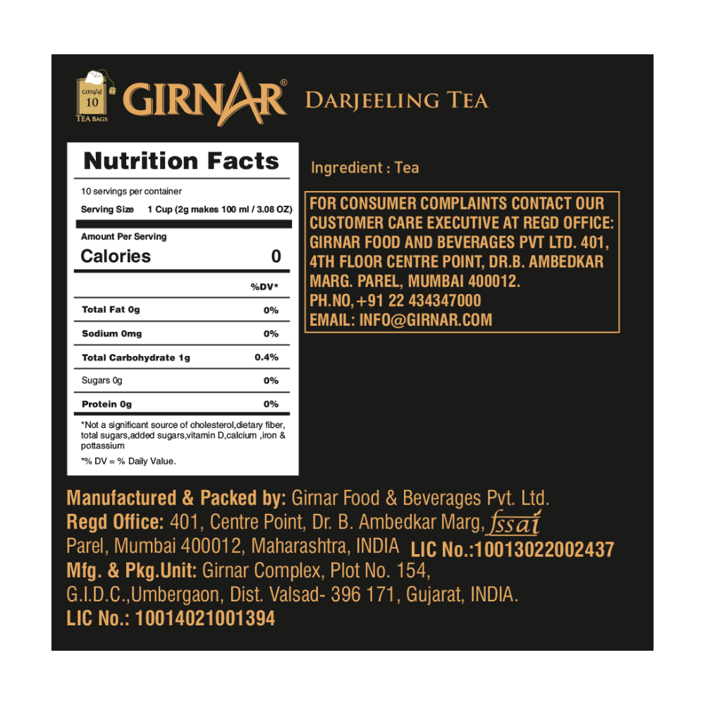 Girnar Single Origin Black Tea Bags - Darjeeling Tea - Distacart
