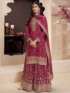 Anaita Dark Maroon Chinon Embroidered Salwar Suit - Distacart