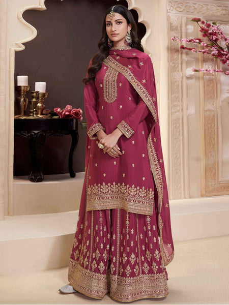 Anaita Dark Maroon Chinon Embroidered Salwar Suit