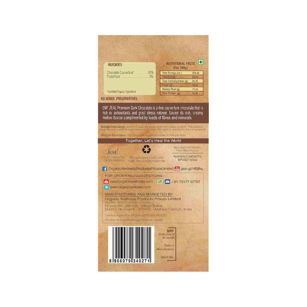 Organic Wellness Premium Dark Chocolate