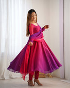 Evanik Pink Pure Soft Georgette Colorful Padding Anarkali Suit - Distacart