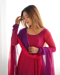 Evanik Pink Pure Soft Georgette Colorful Padding Anarkali Suit - Distacart