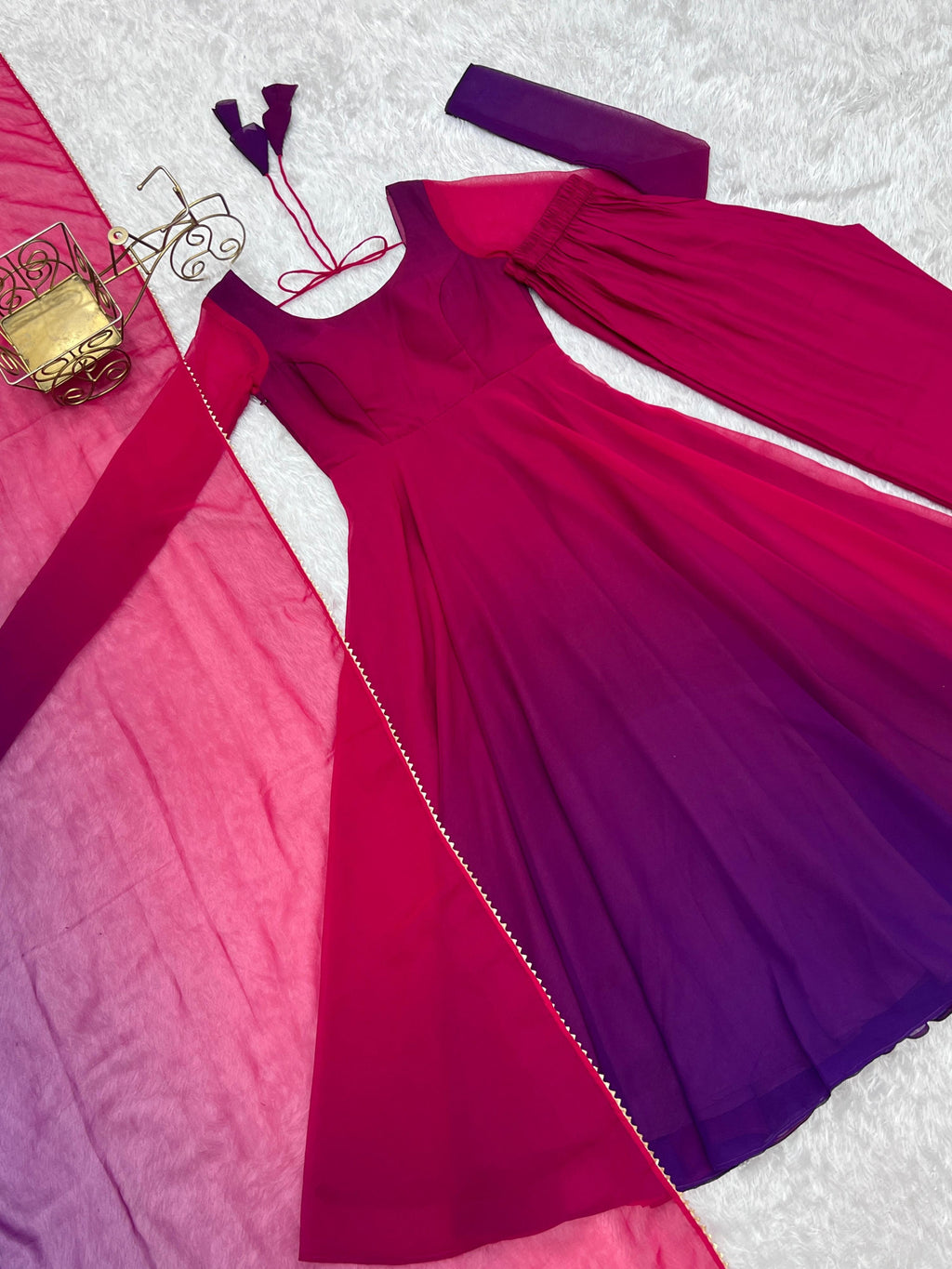 Evanik Pink Pure Soft Georgette Colorful Padding Anarkali Suit - Distacart