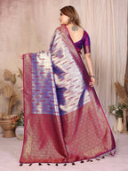 Aastha Fashion Purple Tissue Silk Paithani Woven Saree - Distacart