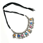 Mominos Fashion Johar Kamal Women Oxidised Silver-Plated Brass Finish Kundan Choker (Multi) - Distacart