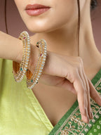 NVR Women's Set of 2 Gold-Plated Kundan Traditional Bangles - Distacart