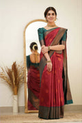 DEIANA'S Beautiful Designer Golden zari Soft Lichi Silk Saree - Maroon