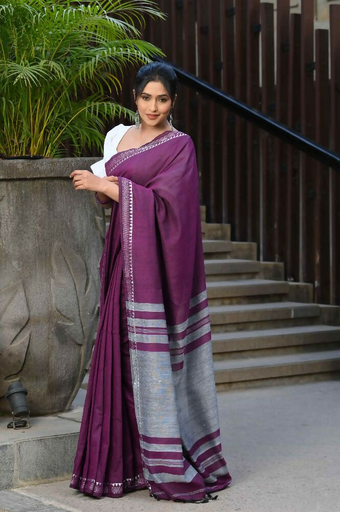 Beatitude Magenta Cotton Handloom Saree
