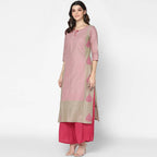 Cheera Hand Block Print Khaki Straight Kurta (MAAI-051K)