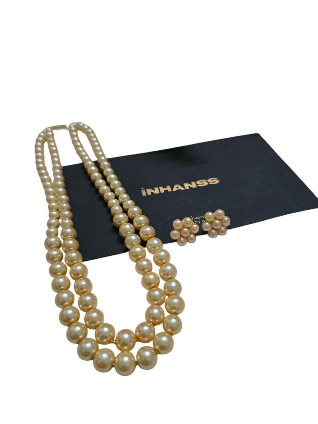 Inhanns Everyday Workwear Pearl Set (Double Layered Pearls) - Beige
